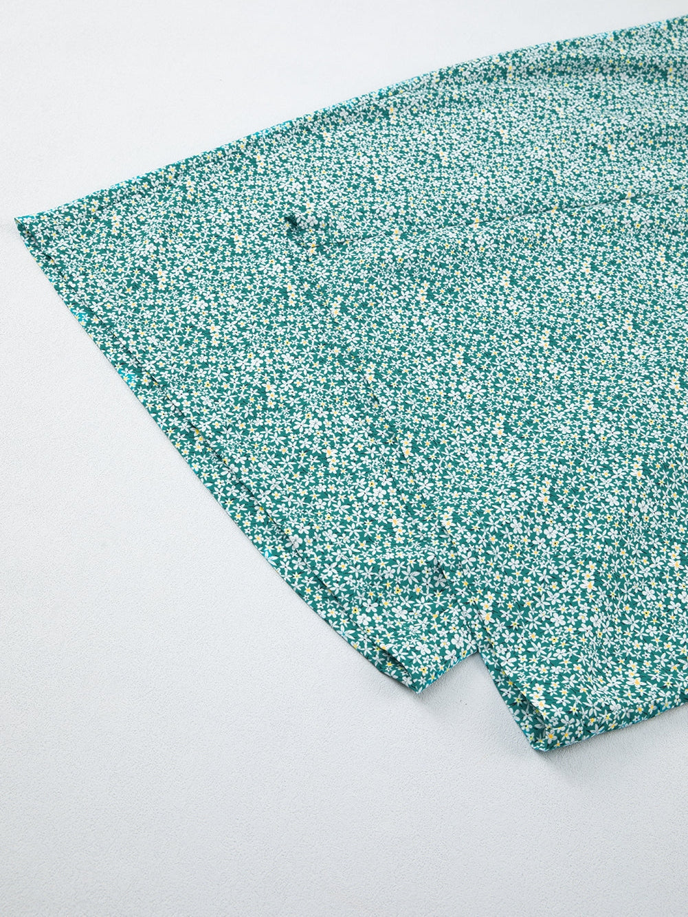 Green Floral Boho Tie-Waist Wide Leg Pants for Curvy Fashionistas