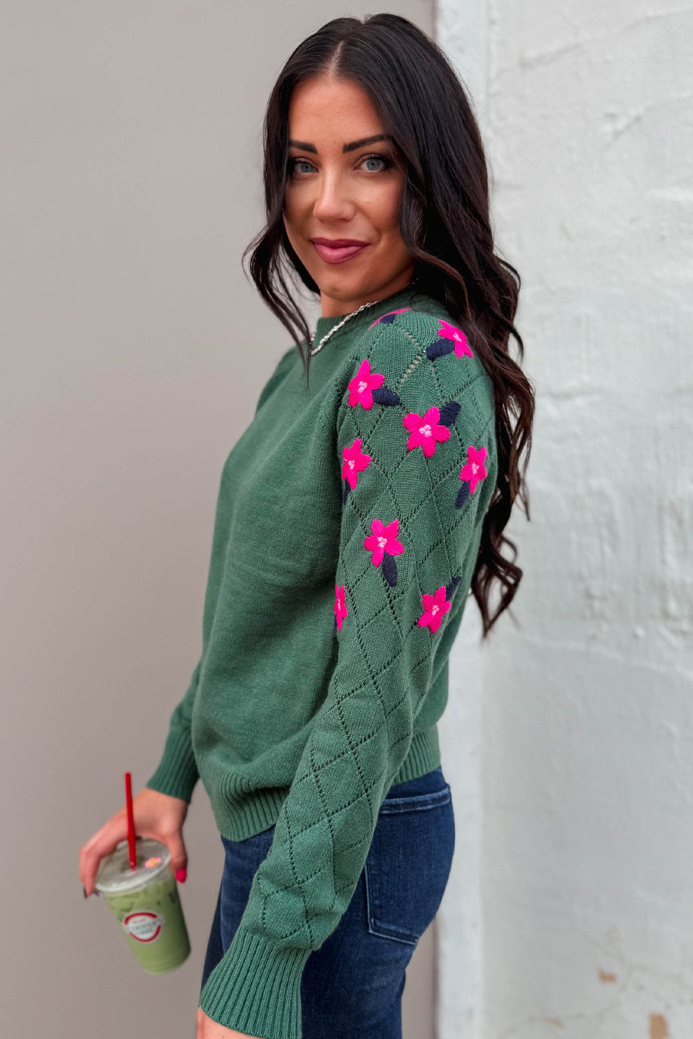 Evergreen Hazel Floral Embroidered Sweater