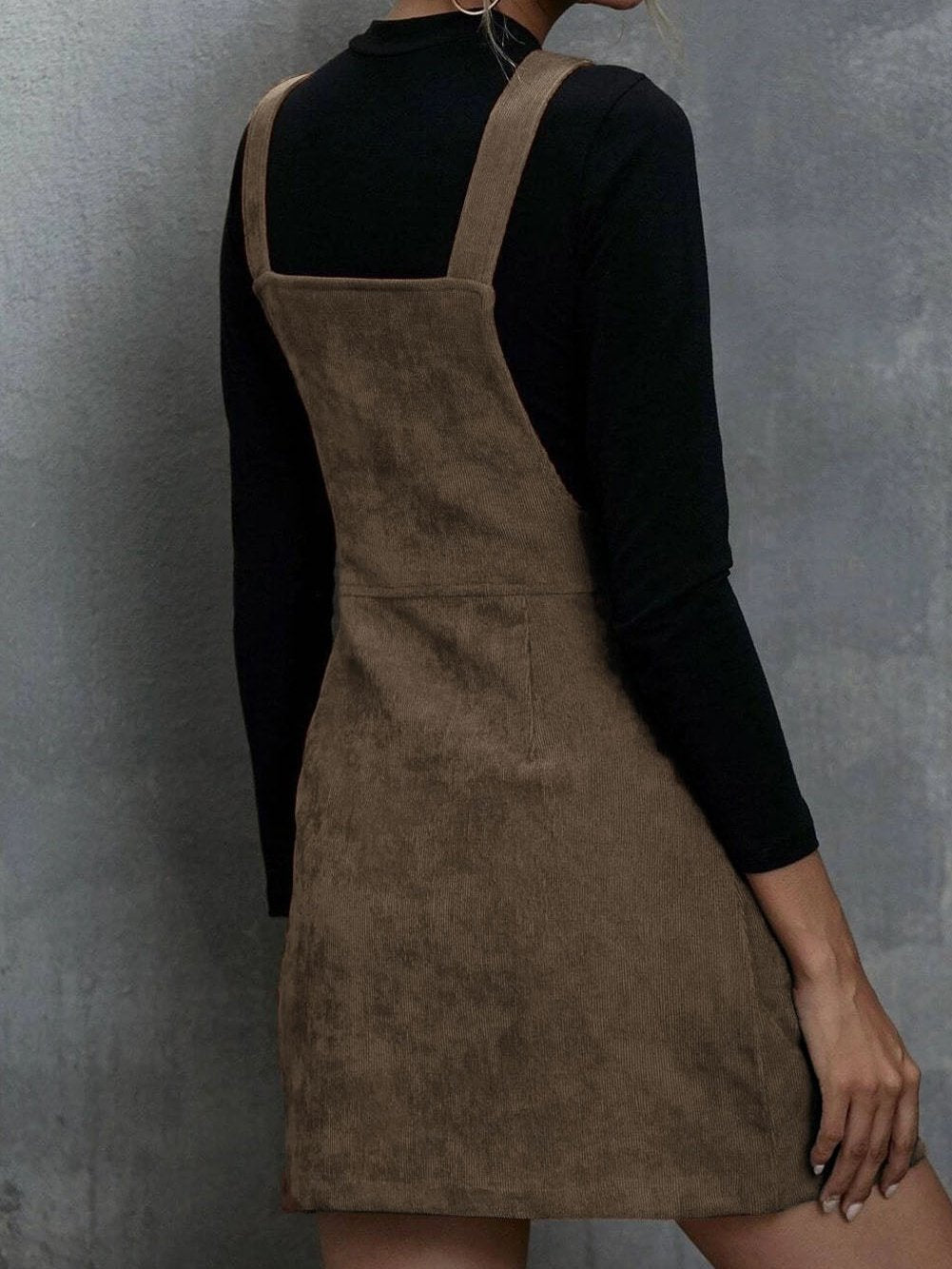 Zip Pocket Leather Strap Dress