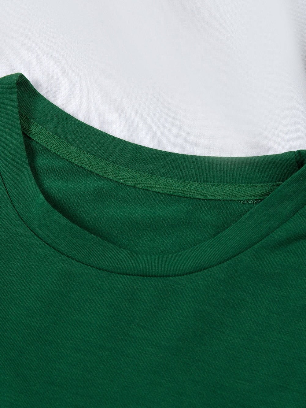 Green Casual Crew Neck T-Shirt for Women