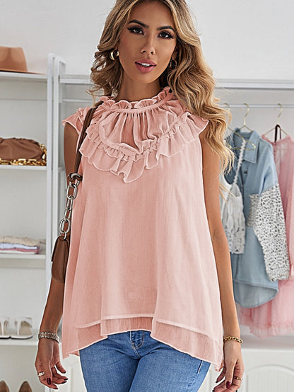 Elegant Ruffle Chiffon Tank Top