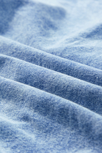 Retro Short Sleeve Denim Long Dress