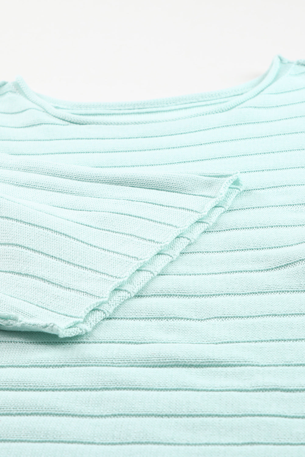 Green Exposed Seam Dolman Sleeve Ribbed Knit Top