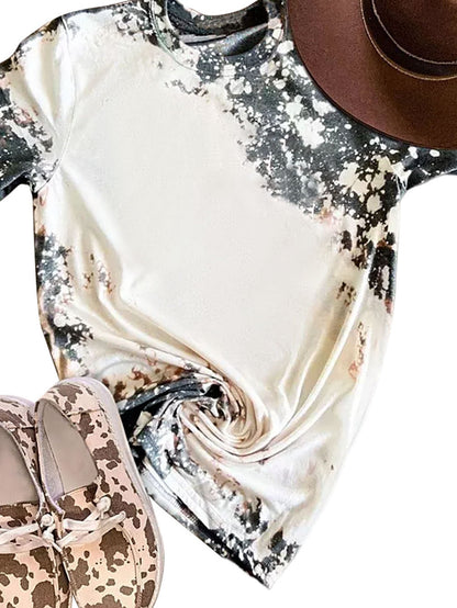 Gray Tie-Dye Bleached Western Shift Tee