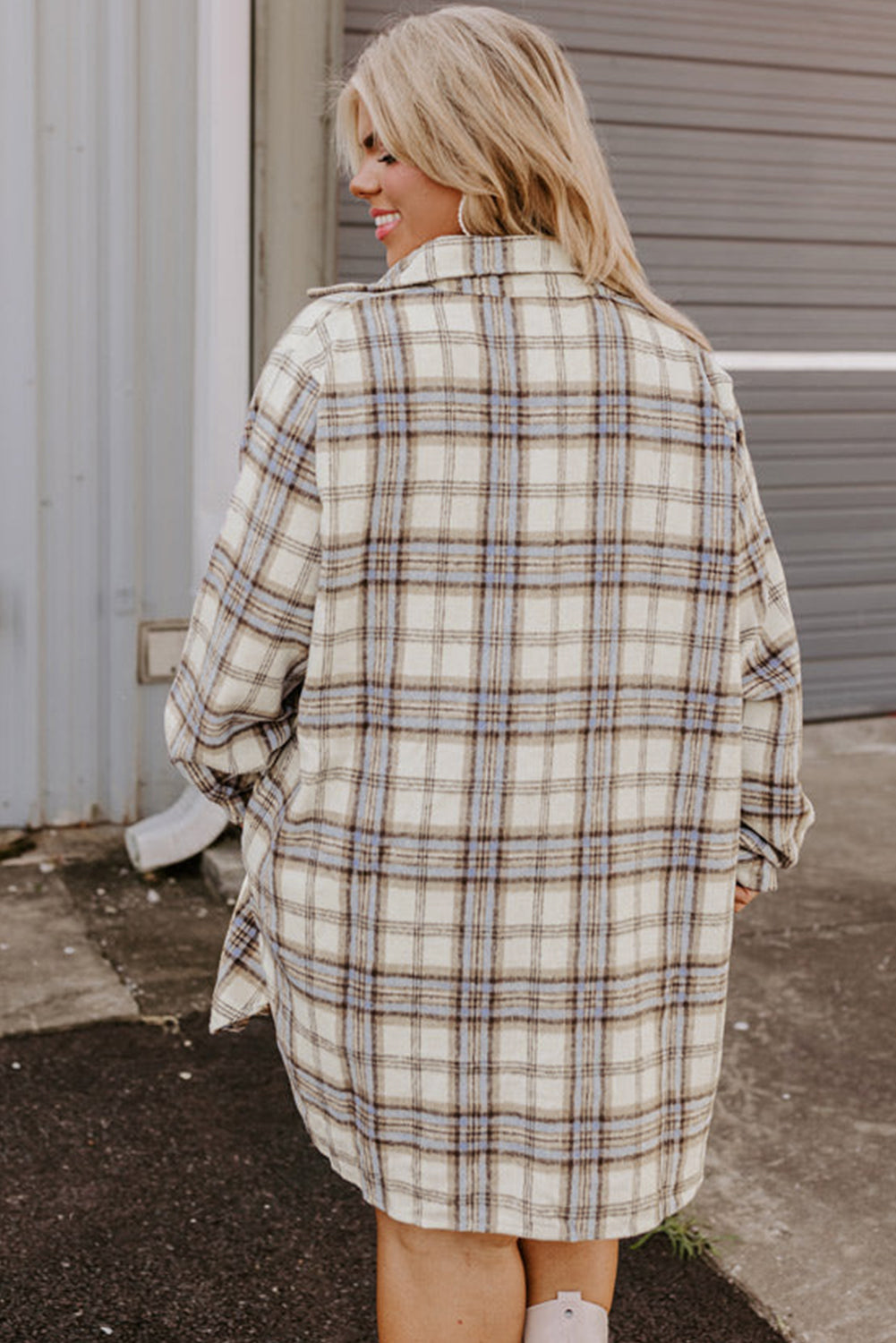 plaid plus size shacket