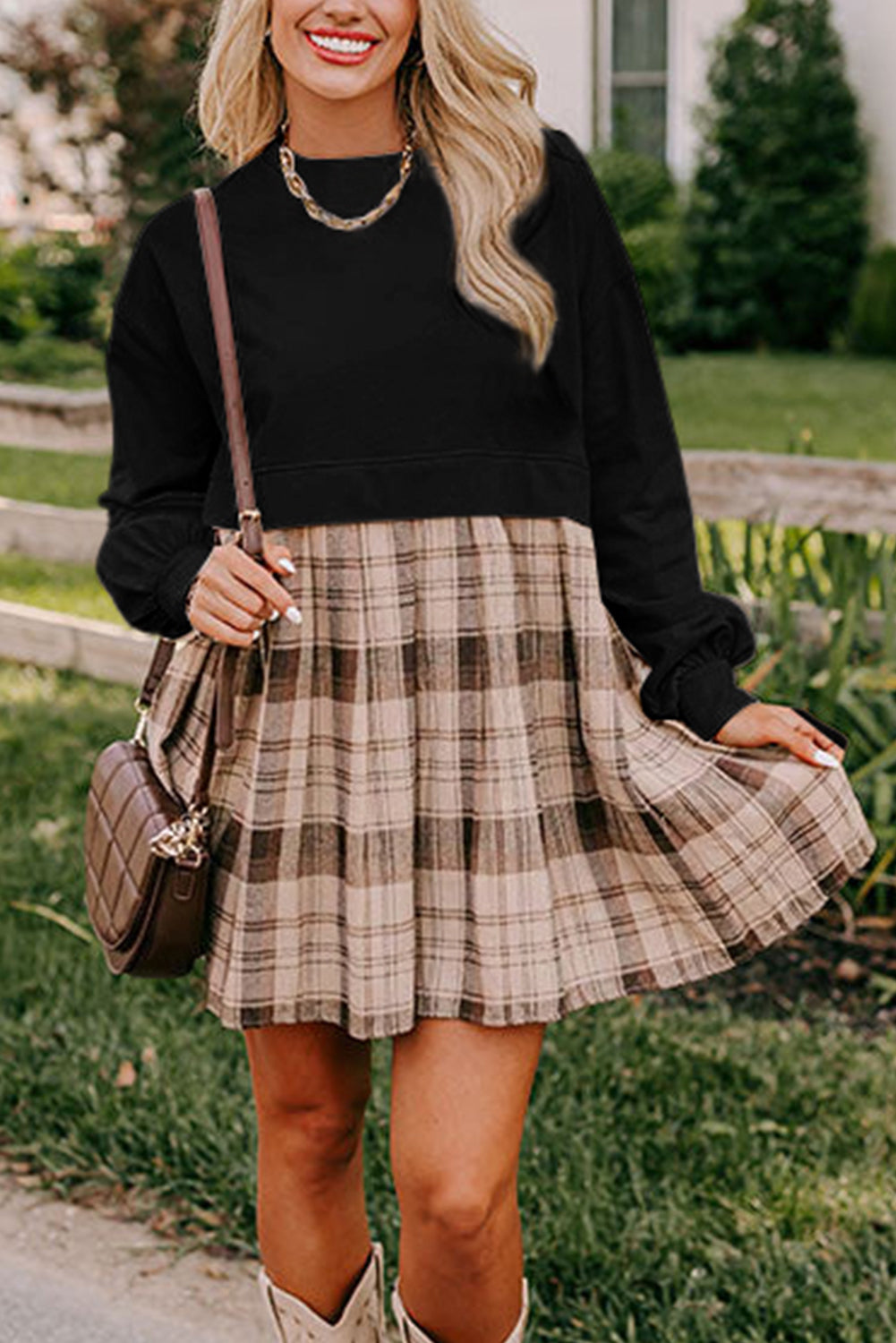 plaid t shirt dress