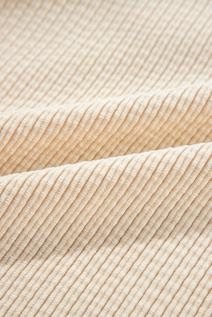 Oatmeal Corduroy Flap Pocket Button Up Shacket