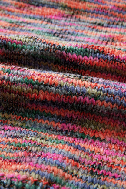 Purple Space Dye Yarn Crew Neck Sweater