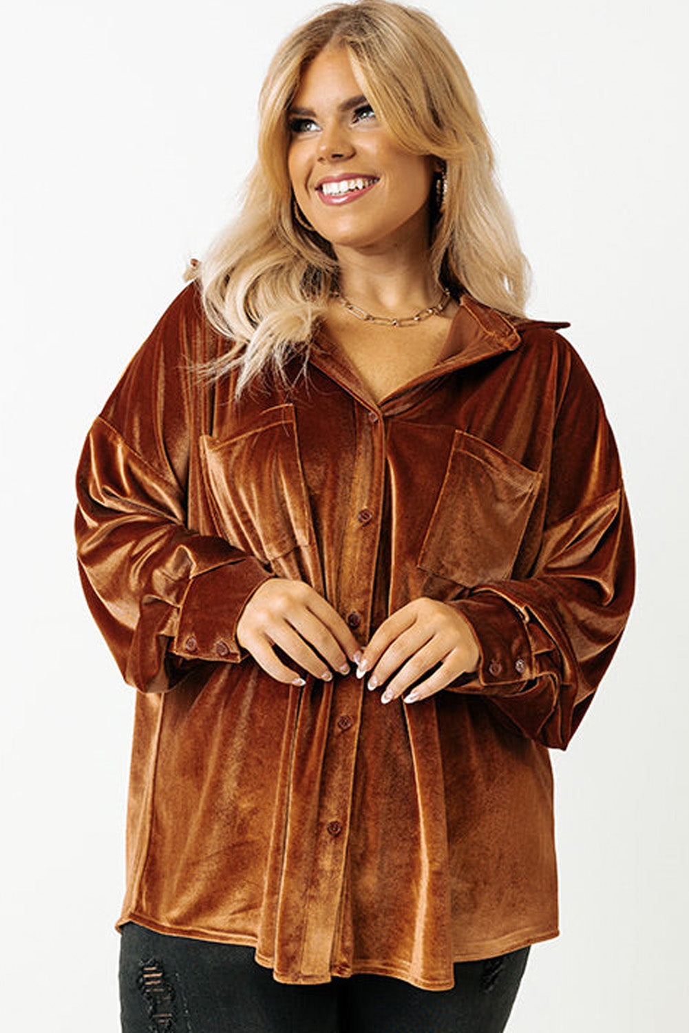plus size velvet shirt