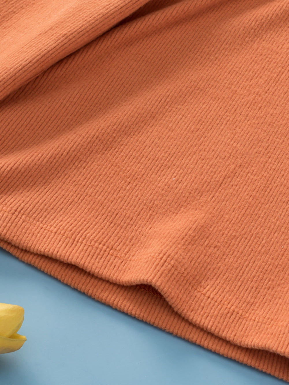 Gold Flame Plus Size Twist Hem Bracelet Sleeve Ribbed Top