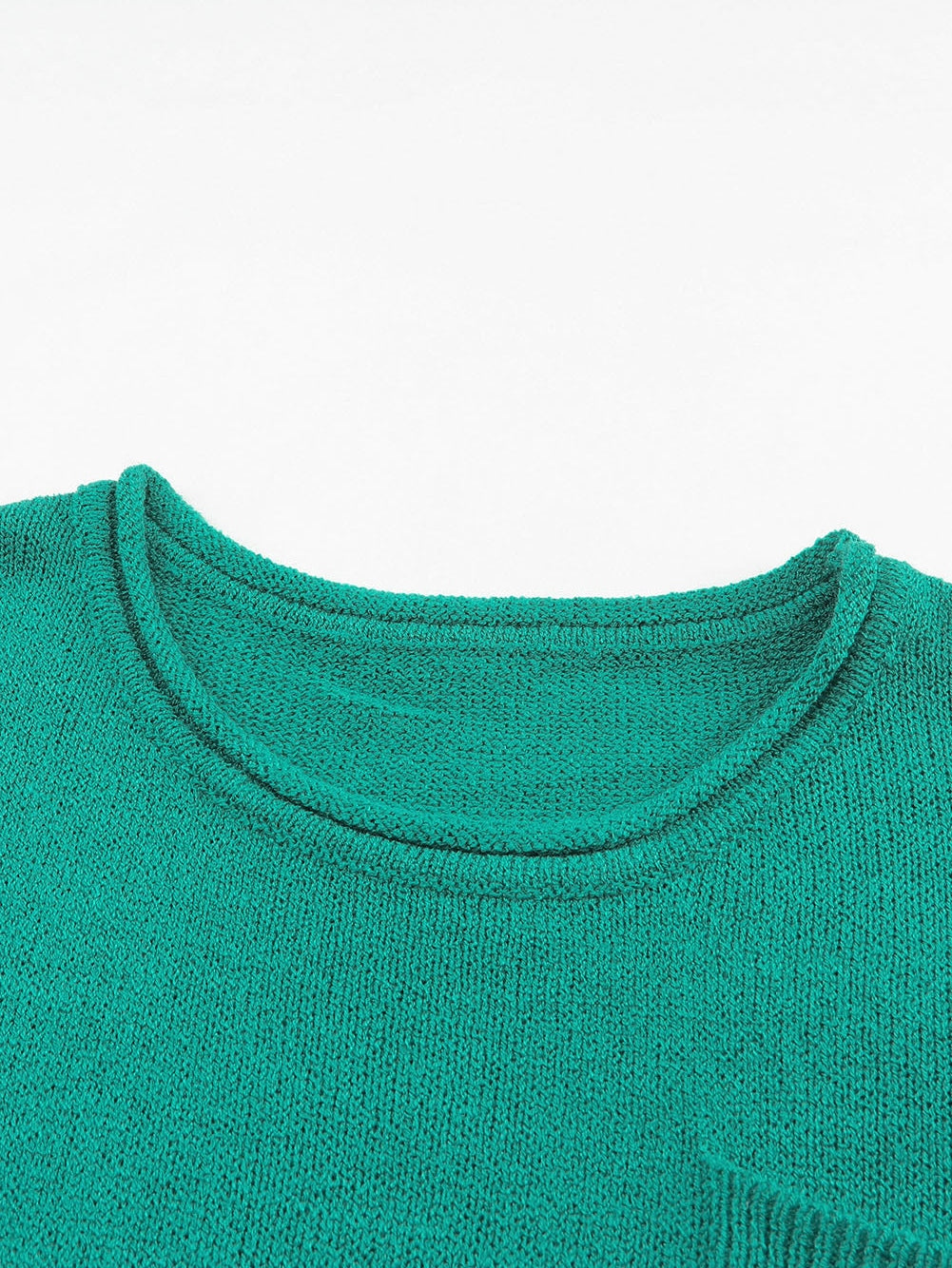 Green Rib Knit Off Shoulder Sweater with Chest Pocket
