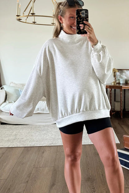 Light Grey Oversized Mock Neck Sweatshirt