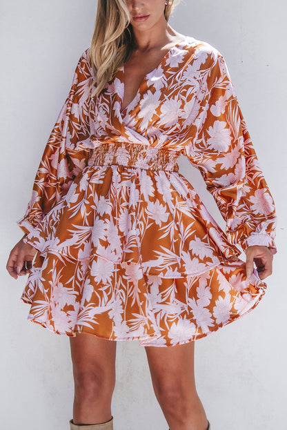 puff sleeve floral dress