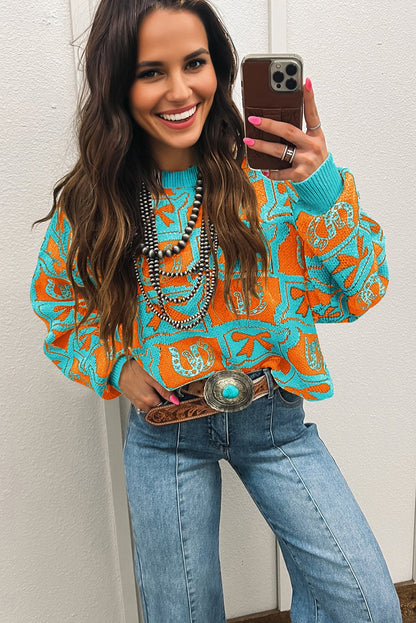 western print sweater