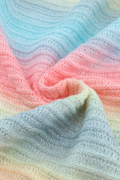 Green Tie-Dye Knit Duster Cardigan with Pockets