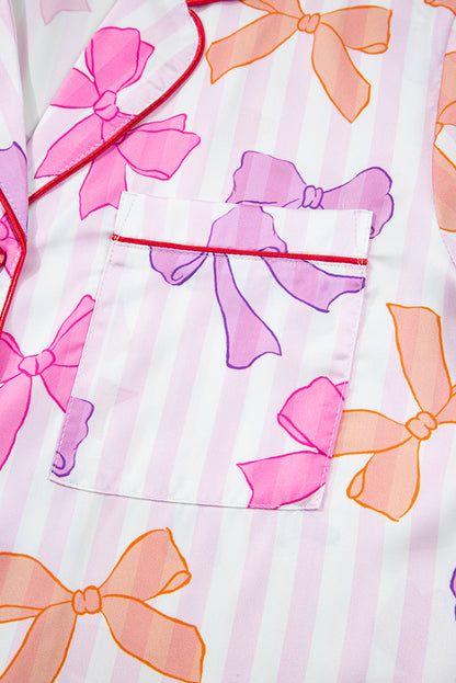 bow print pajama set