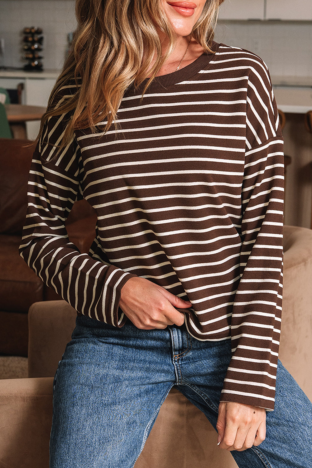 brown stripe t shirt