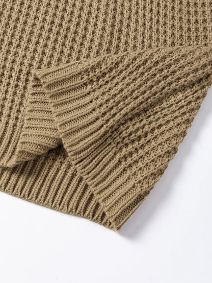 Elegant Light Beige Batwing Sleeve High Neck Knit Sweater for Women