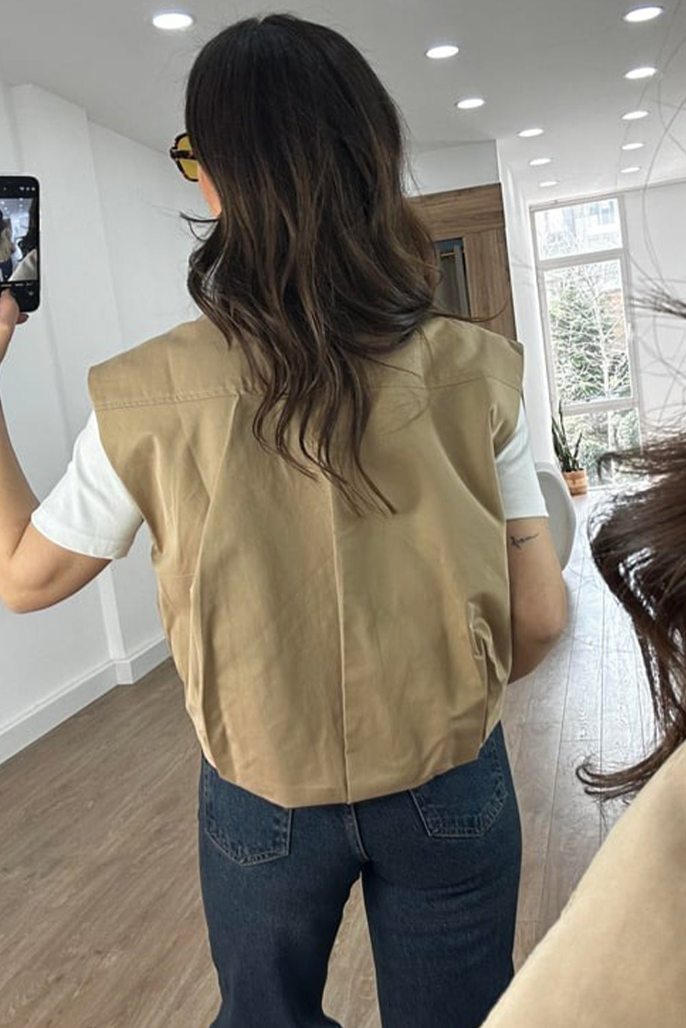 Guacamole Green Mock Pockets Zipped Front Cargo Style Casual Vest