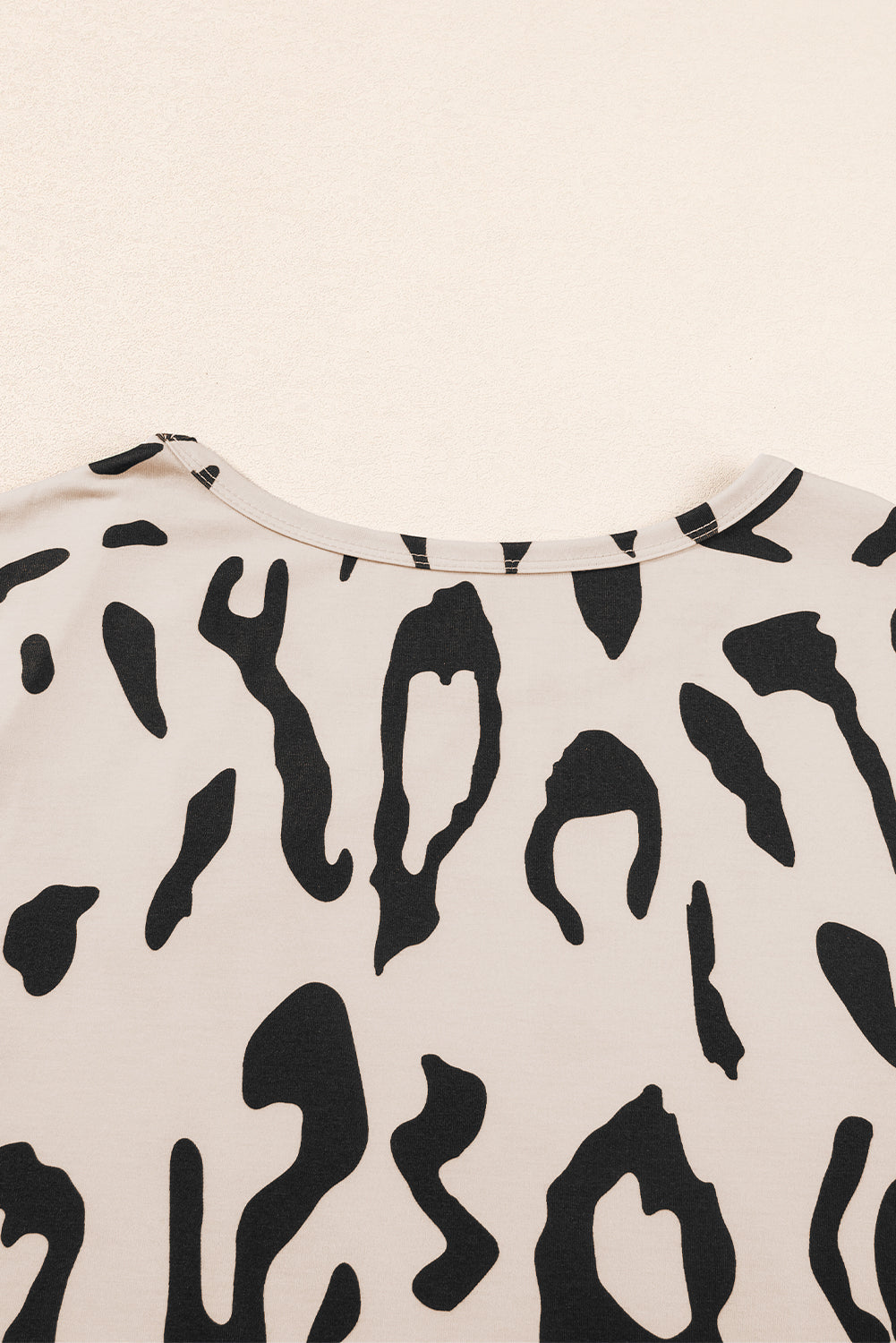 Taupe Leopard Print Plus Size Lounge Set with Tee and Shorts