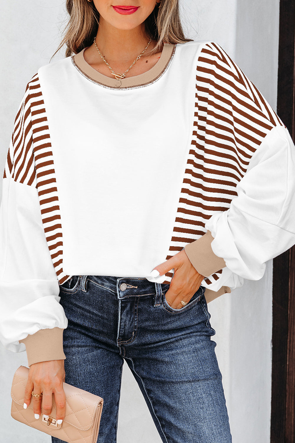 stripe patchwork sweatshirt