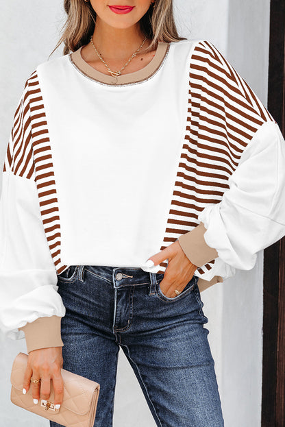 stripe patchwork sweatshirt