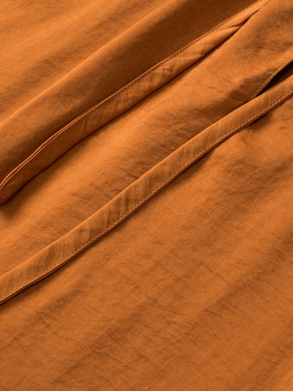 Graceful Camel Satin Pleated V Neck Puff Sleeve Blouse