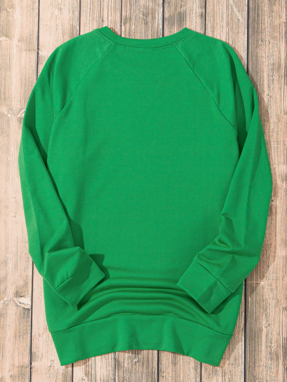 Green Raglan Sleeve Sweatshirt with Round Neck