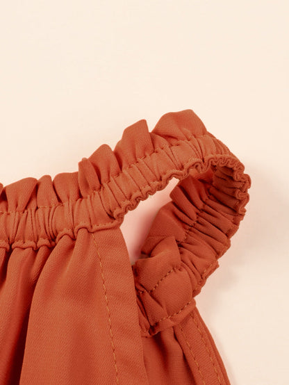 Russet Orange Plus Size Ruffled Hem Sleeveless Long Dress