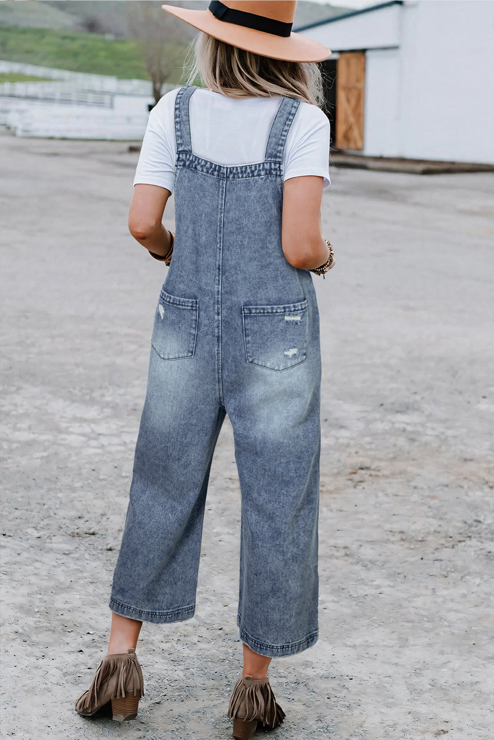 wide leg denim overalls