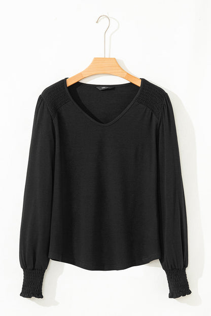 v neck long sleeve top