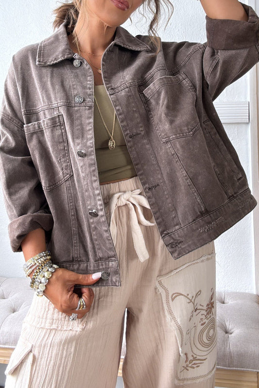 Goat Boyfriend Wash Patched Pocket Denim Jacket