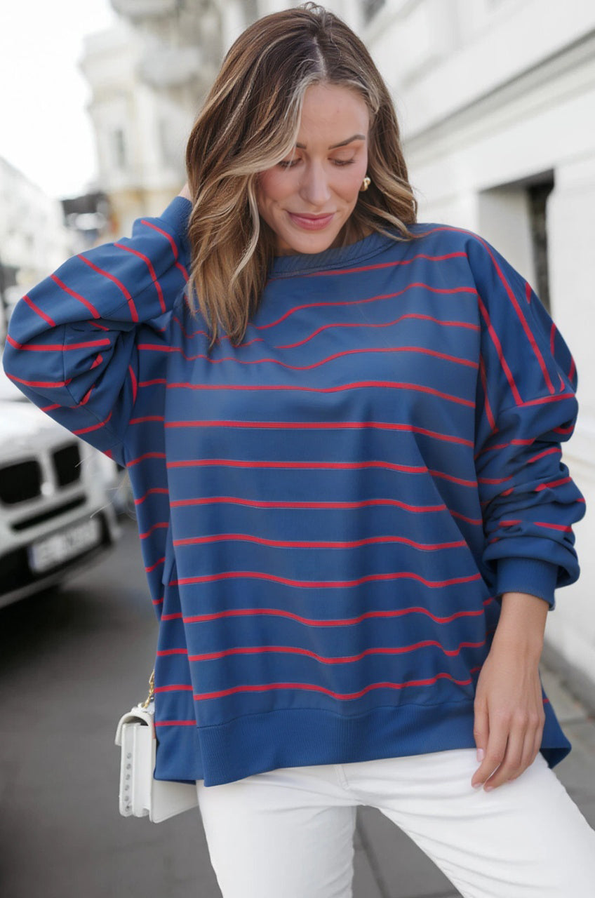 stripe print sweatshirt