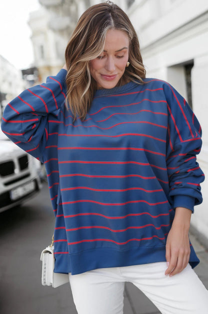 stripe print sweatshirt