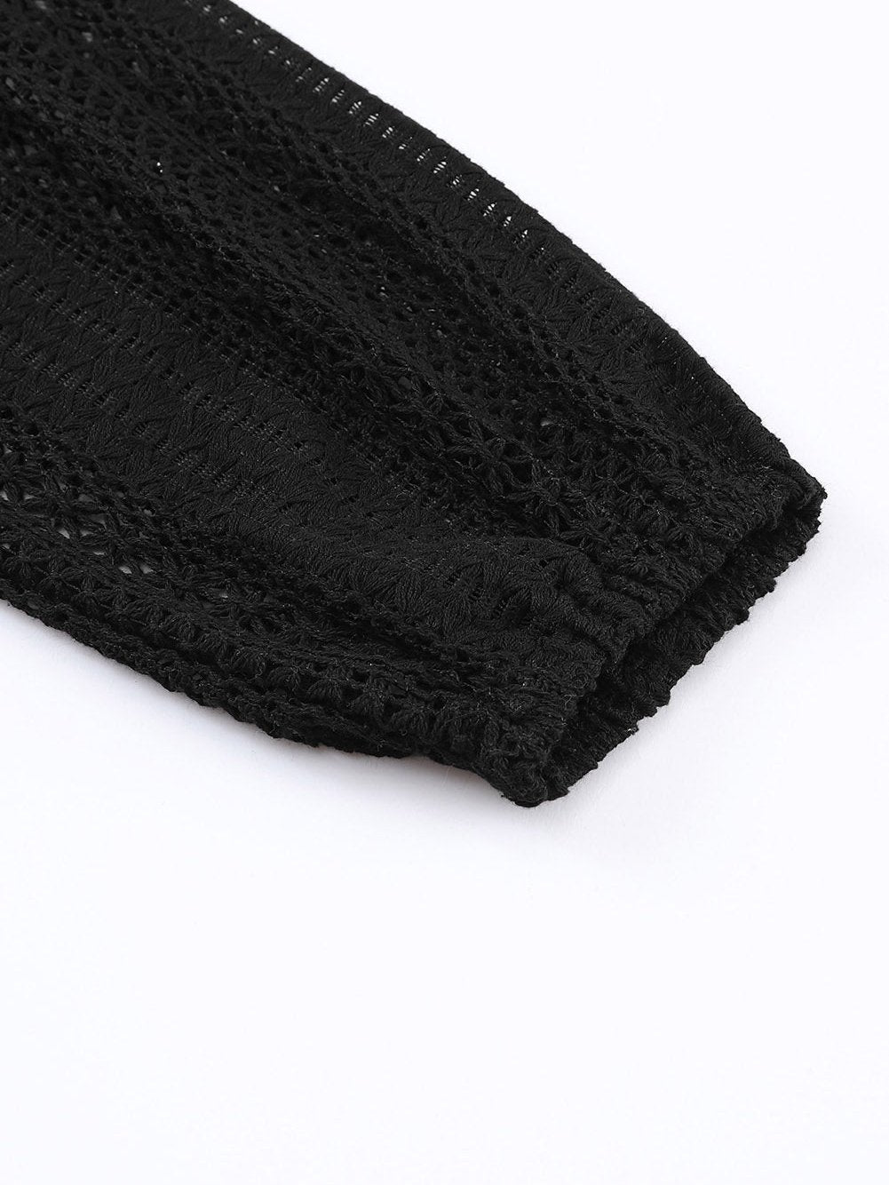 Elegant Black Lace V-Neck Button Up Blouse