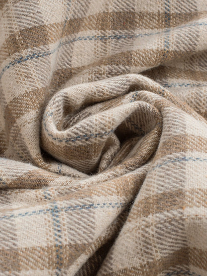 Khaki Checkered Sherpa-Lined Hooded Shacket