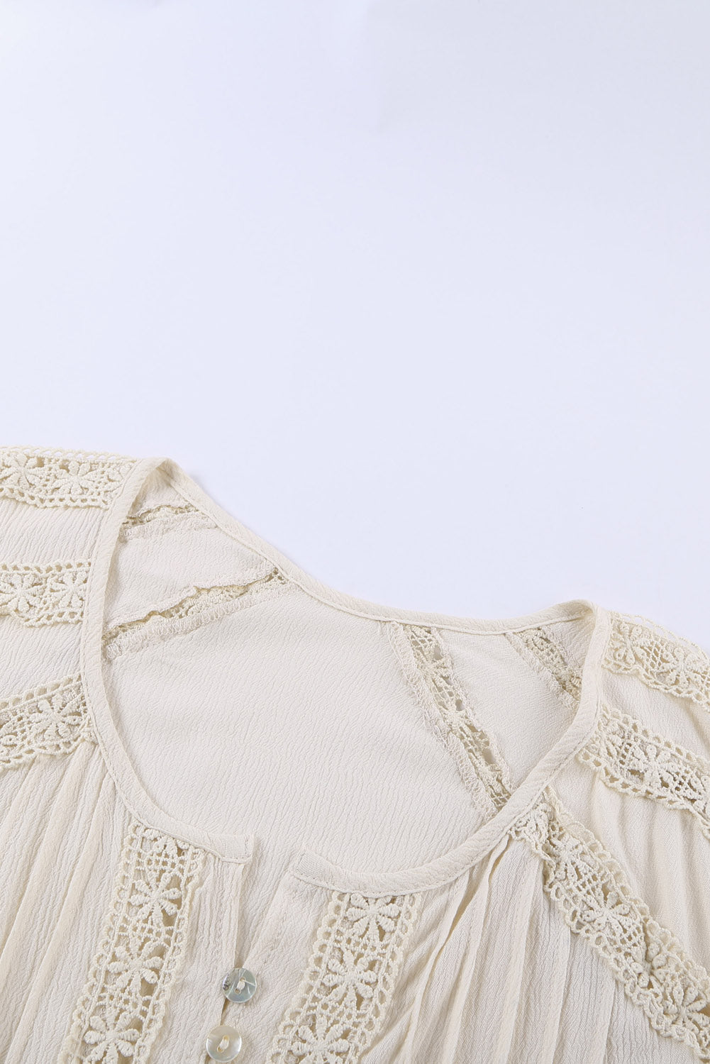 Apricot Crochet Eyelet Short Sleeve Top with Lace Detail