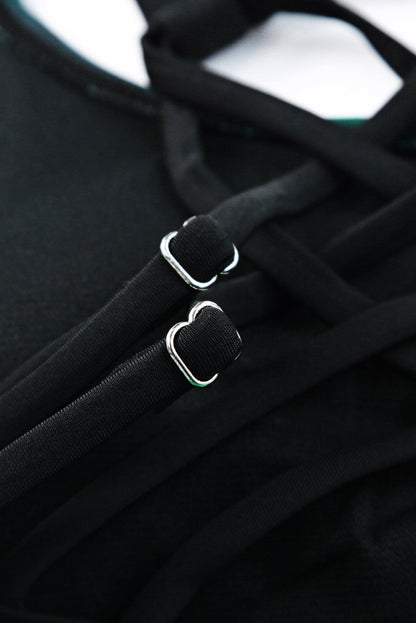 Green Strappy Cut-Out Back Tankini Set