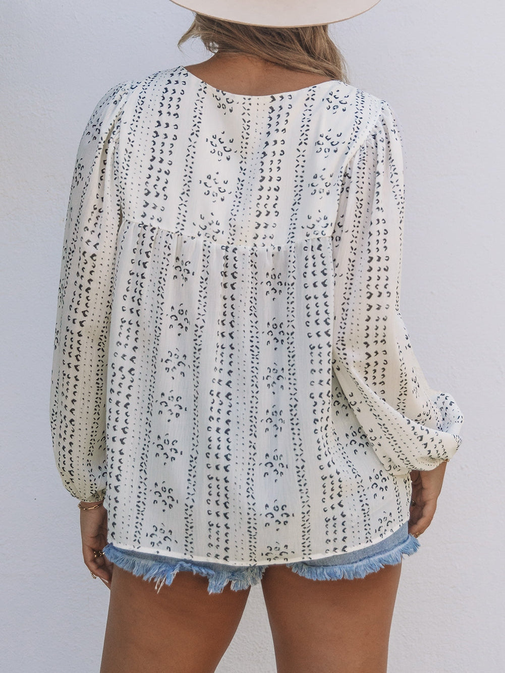 Beige Floral Embroidered Long Sleeve Bohemian Blouse