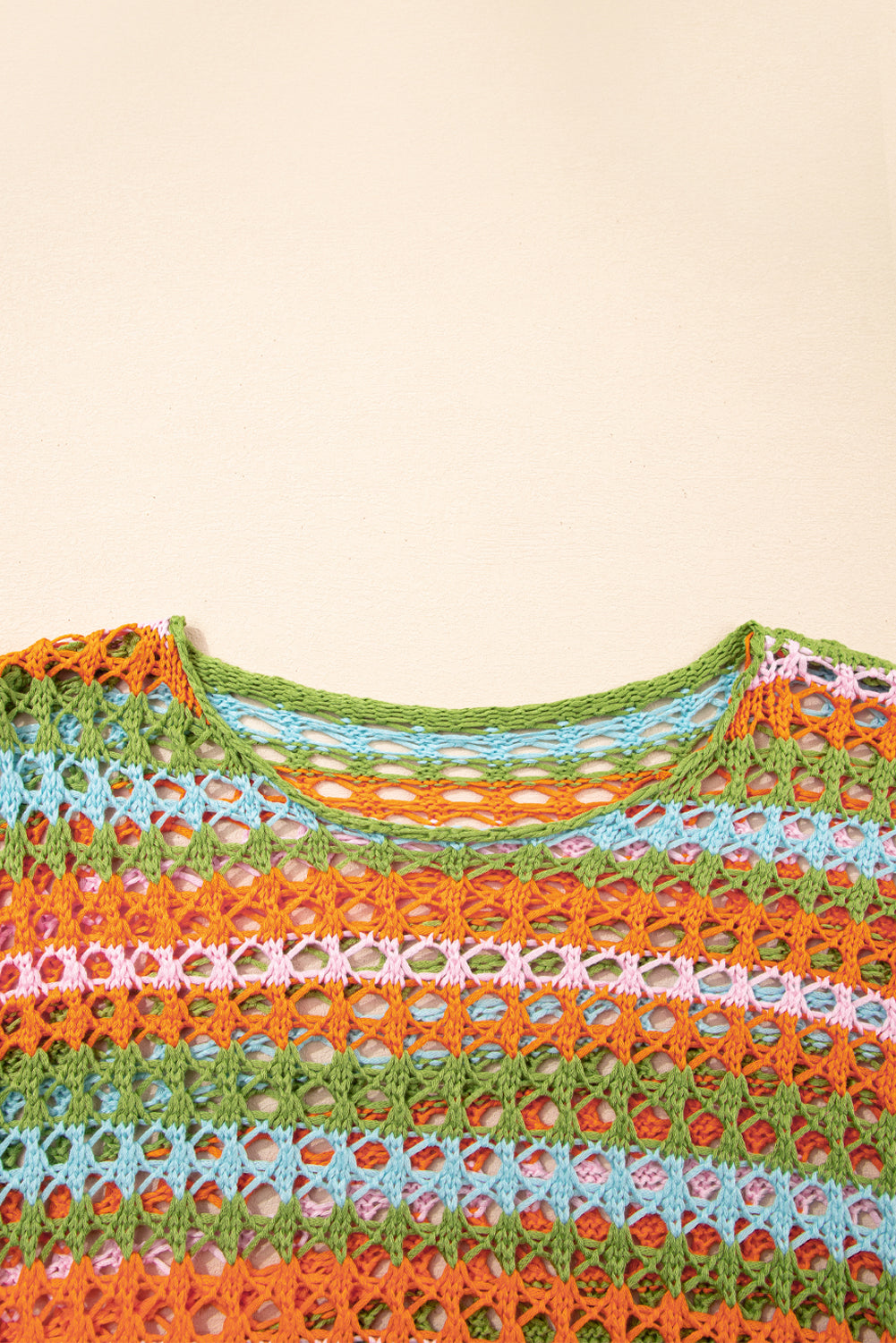 Carrot Multi Stripe Open Knit Sweater Beach Cover Up