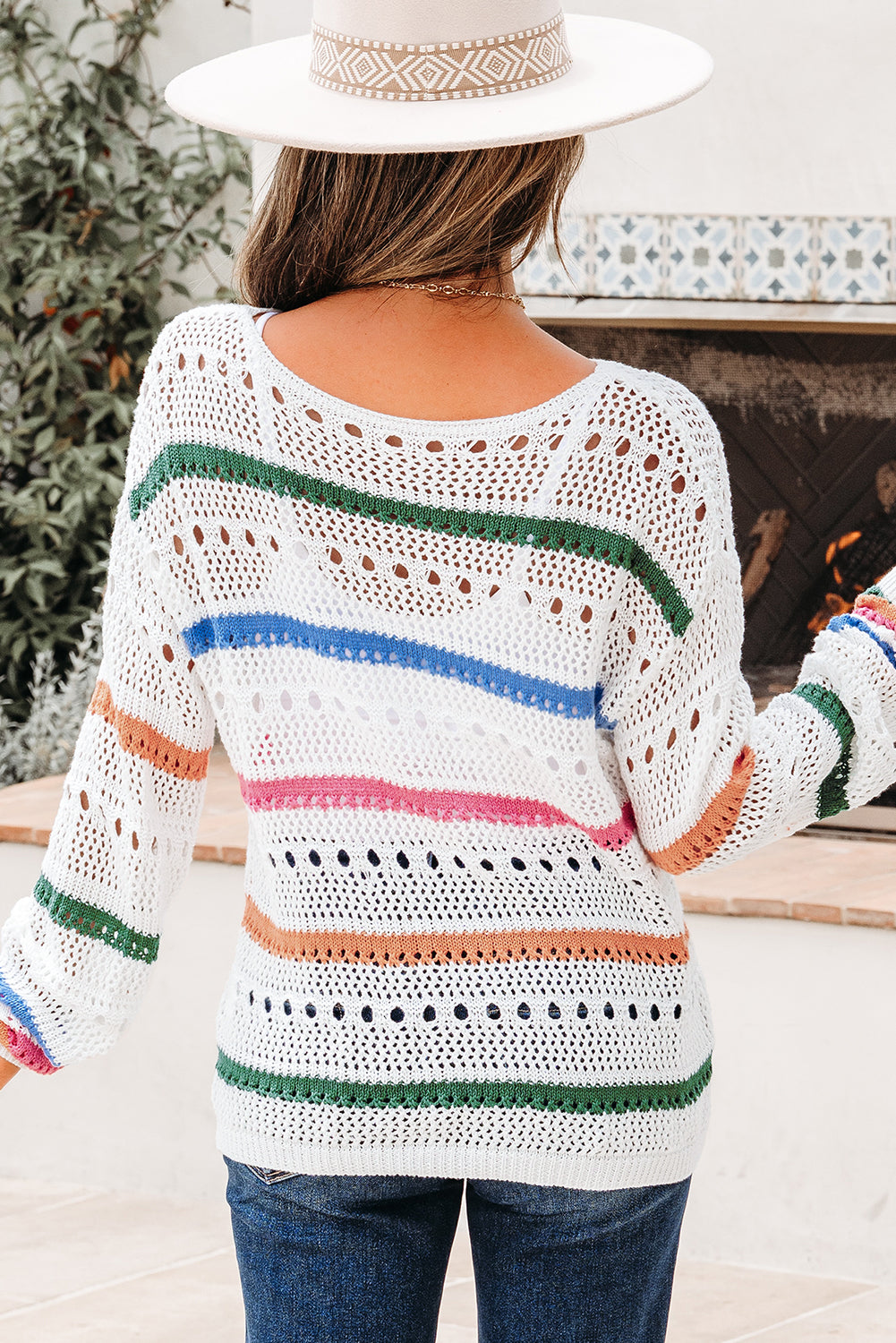 pointelle knit sweater