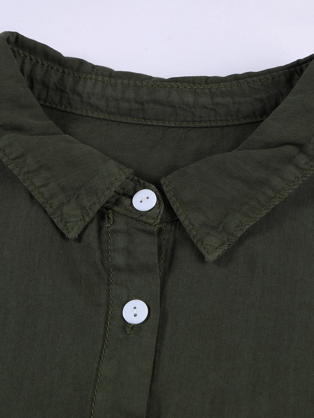 Green Casual Denim Shirt with Boyfriend Style