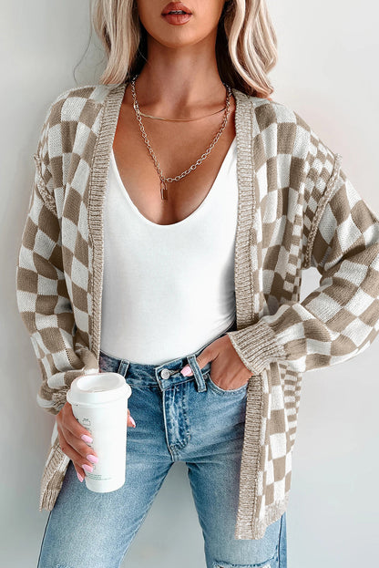 checkered cardigan