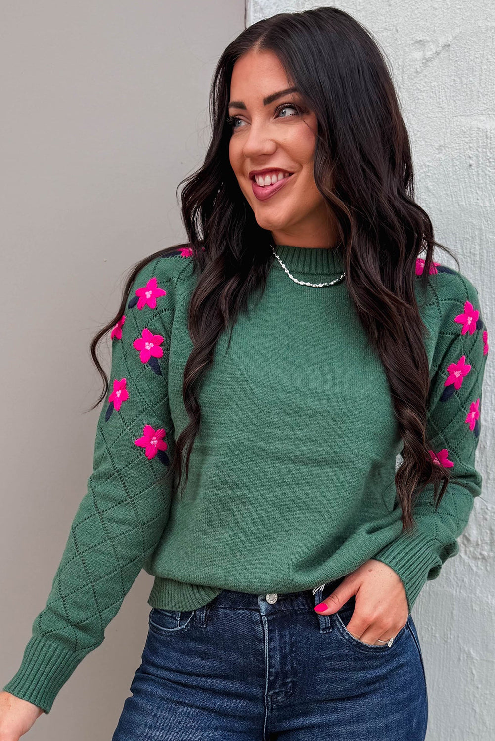 Evergreen Hazel Floral Embroidered Sweater