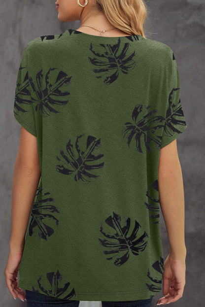 Green Dandelion Print Crew Neck T-shirt