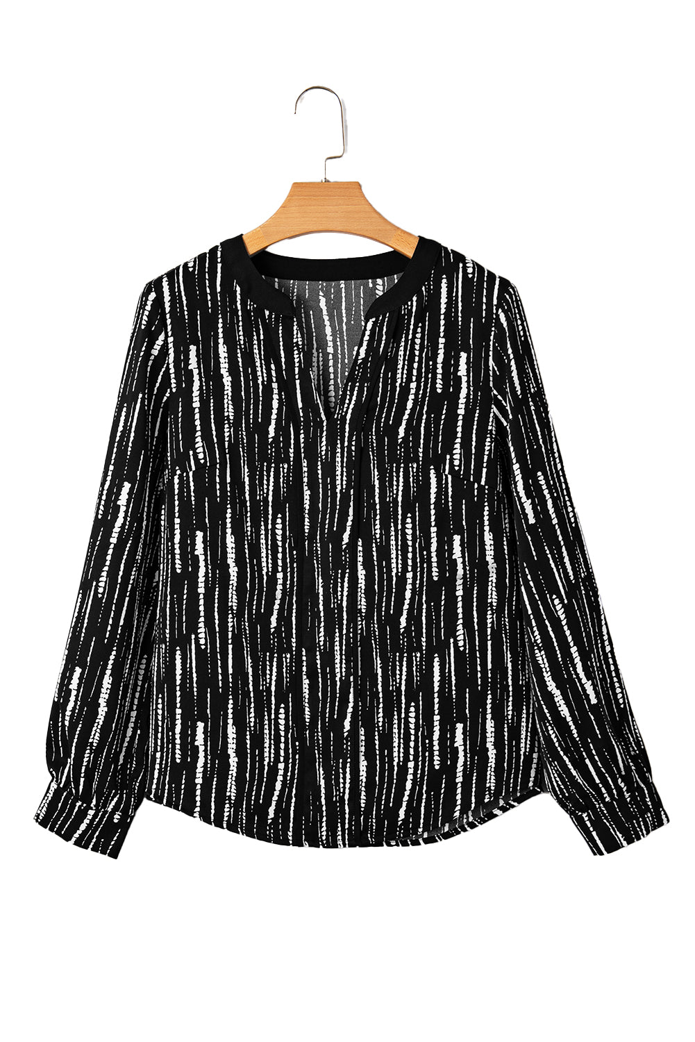 Black Spring and Autumn V-neck long-sleeve tie-dye casual pullover
