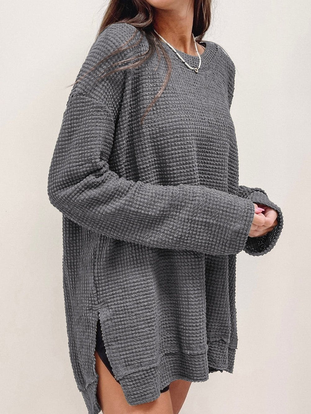 Half Turtleneck Solid Split Sweater