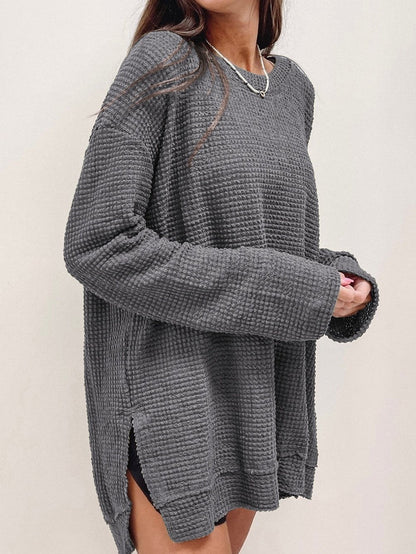 Half Turtleneck Solid Split Sweater