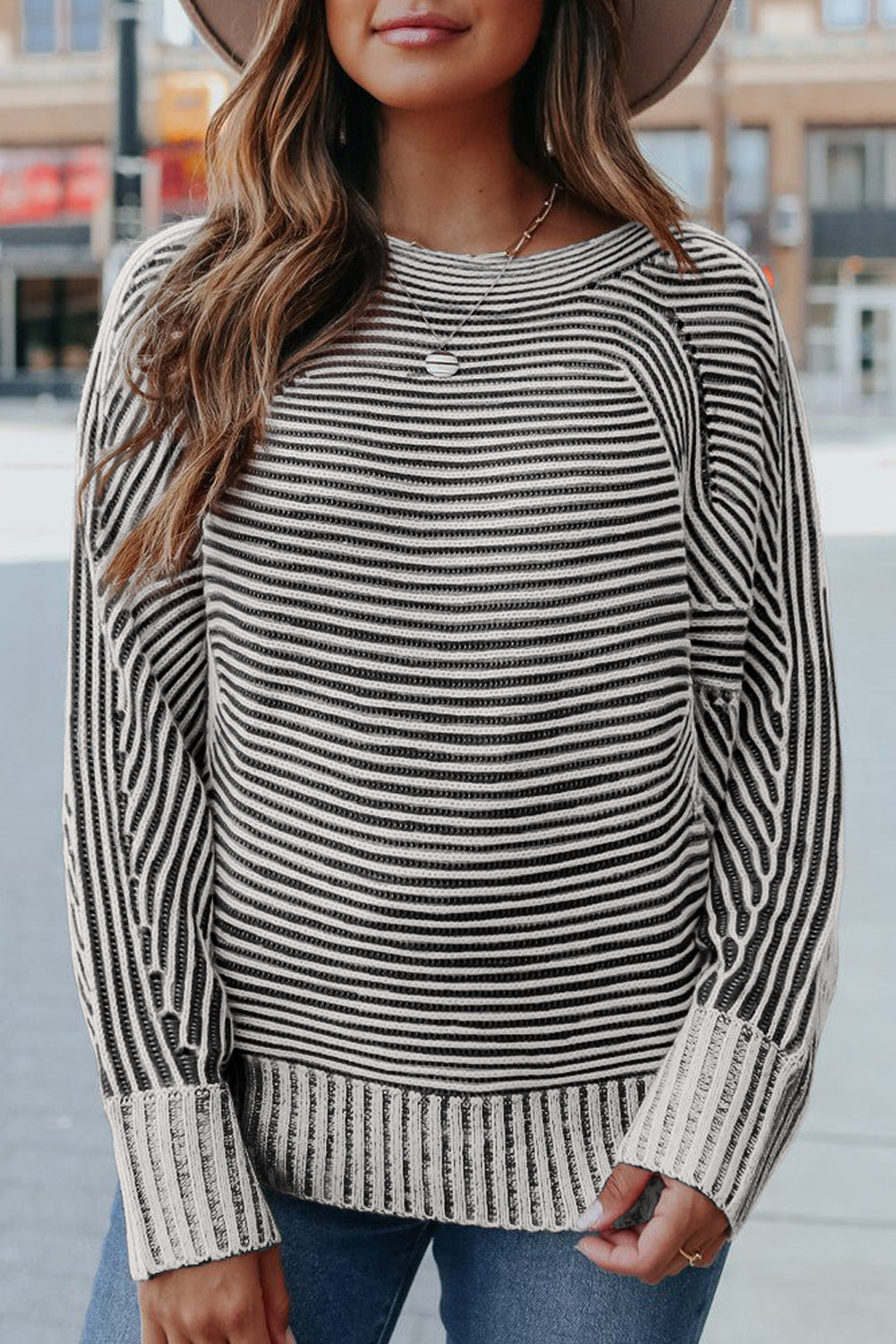 striped knit sweater