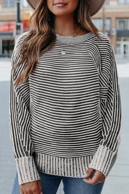 striped knit sweater
